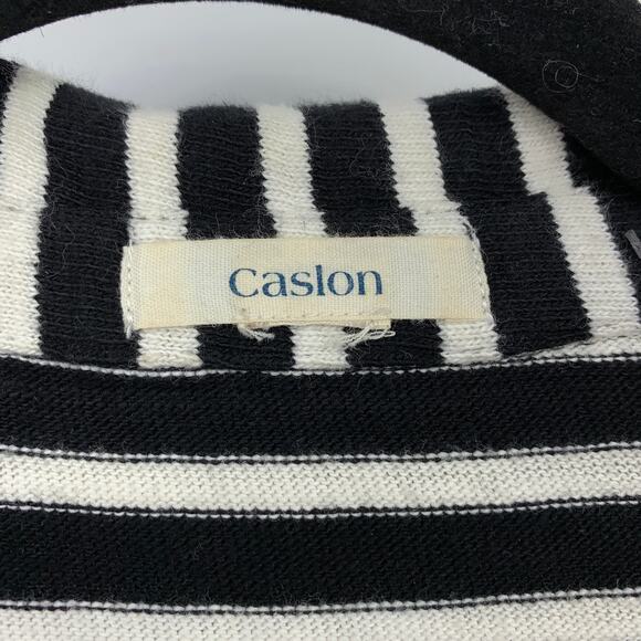 Caslon Knit Blazer Jacket Womens Apx Size Medium One Button Striped Black White - Picture 5 of 6
